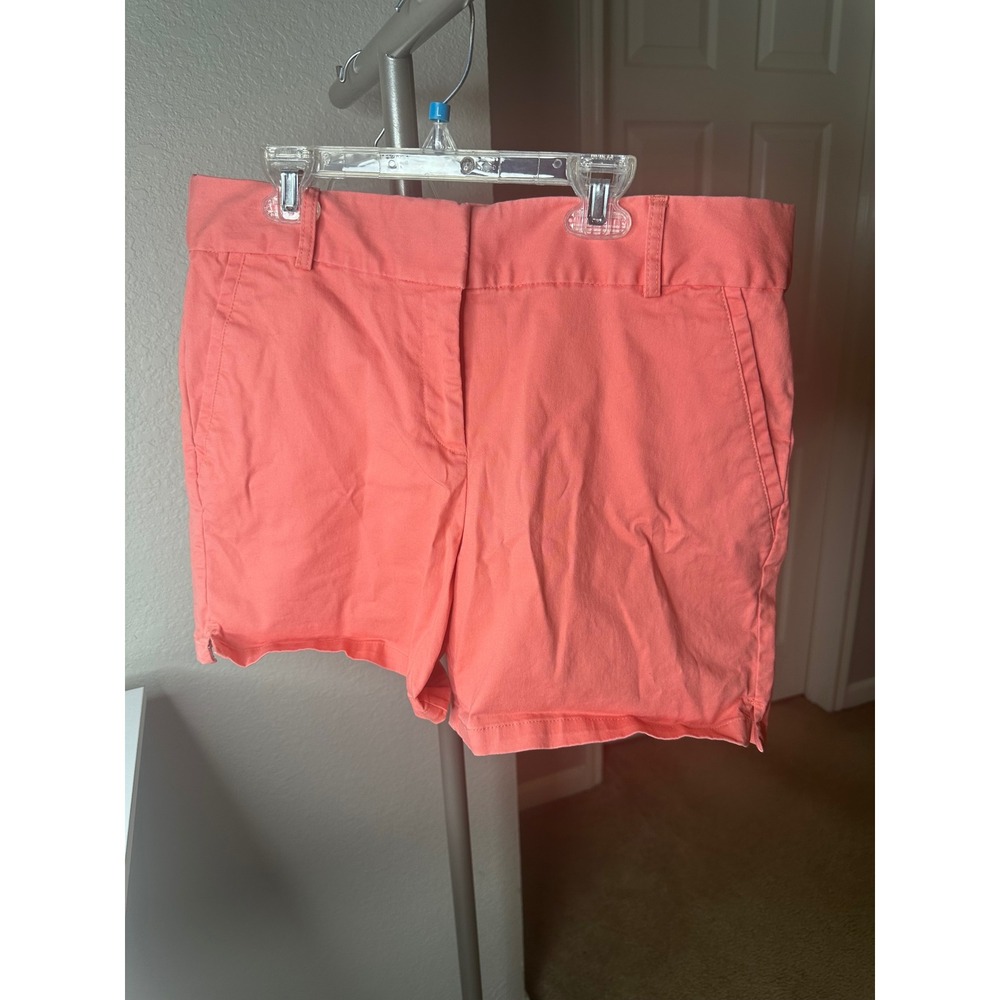 Ann Taylor LOFT Chino Shorts Womens 8 Coral Excellent Mid Rise Summer Casual